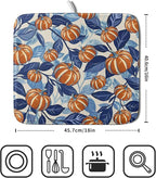 Blue Burnt Orange Fall Pumpkin Dish Drying Mat - Image 2