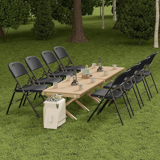Nazhura 350 Weight Limit Heavy Duty Plastic Folding Chair with Reinfoced Steel Frame for Indoor and Outdoor, Wedding, Party, Restaurant, Meeting Room, Patio and Garden (Black, 8 Pack) - Image 7