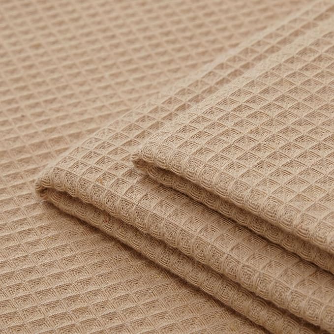 Encasa XO Kitchen Dish Towels Set | Beige | Waffle Weave and Flat Hand Tea - Image 8