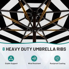 AreShark 9 FT Patio Umbrella for Outdoor, Outdoor Table Umbrella with Push Button Tilt and Crank, Outdoor Patio Umbrellas with 8 Sturdy Ribs for Market, Garden, Pool (Black & White Stripe) - Image 3