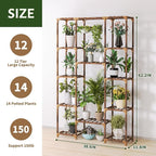 Uneedem Tall Indoor Outdoor Plant Stand - Large 12 Tier Plant Rack with Wooden Shelves for Room, Balcony, Garden, Patio - Image 4