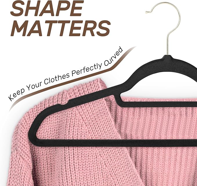 Velvet Hangers 30 Pack with Gold Hooks, Non-Slip Slim Felt Hanger - Image 5