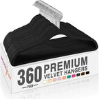 HOUSE DAY Black Velvet Hangers 360 Pack, Premium Non-Slip Felt Clothes Hangers by HOUSEDAY