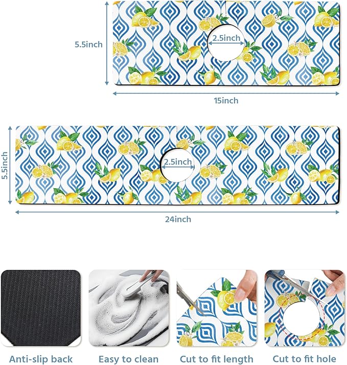 Patterned Sink Faucet Mat Kitchen Splash Guard Super Absorbent Drying Mat - Image 3