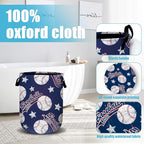 Baseballs and Stars Laundry Basket, Laundry Hamper Collapsible Oxford Cloth - Image 4
