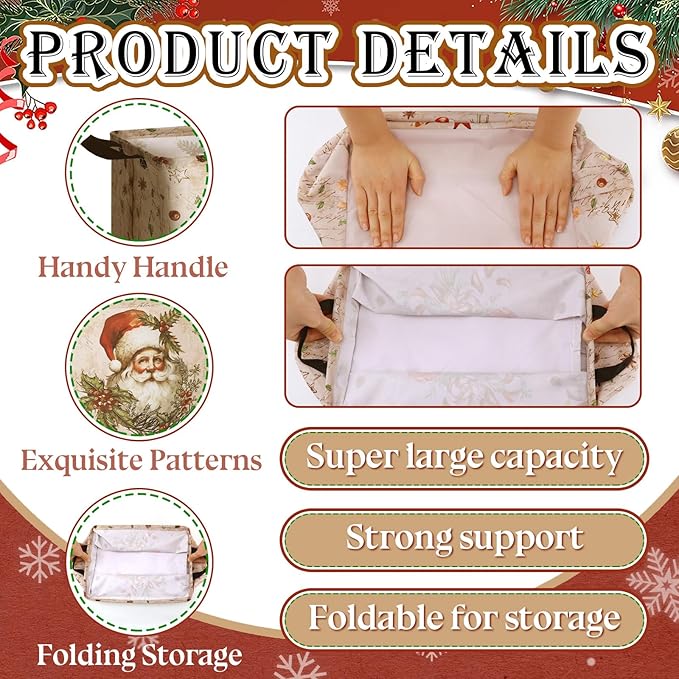 4 Pack Christmas Storage Bin Collapsible Large Christmas Storage Baskets - Image 2