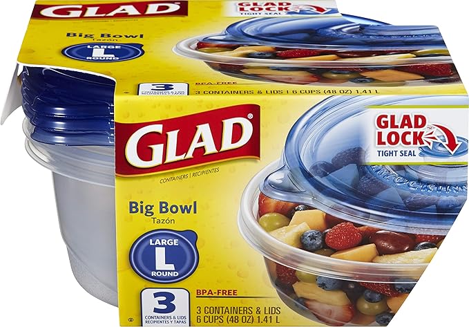 Glad Big Bowl Food Storage Containers, Large Round - Image 2