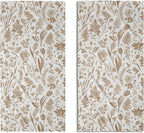 Spring Floral Hand Towels for Bathroom Set of 2 Brown White Flower Leaves by Aytipun