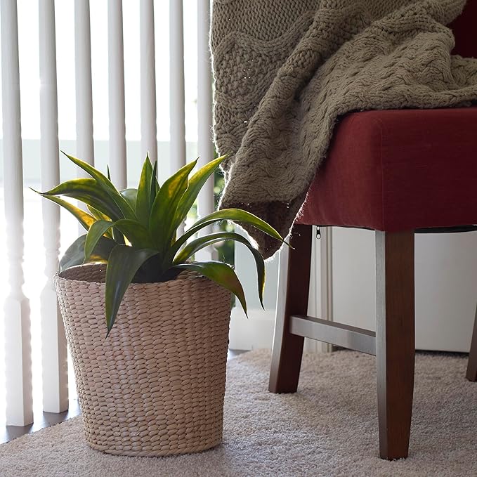 Household Essentials Handwoven Cattail Wicker Waste Basket - Image 4