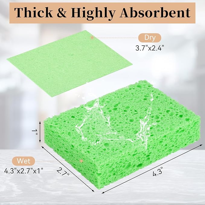 6 Pcs Kitchen Sponges for Dishes Cleaning, Non Scratch for Non Stick Cookware - Image 2