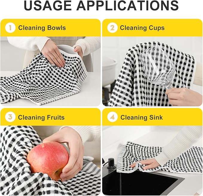 SALAS Cotton Dish Towels for Kitchen Drying Dishes, Lattice Terry Kitchen Cloths - Image 5