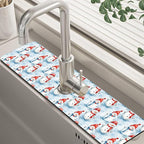 Christmas Snowman with Hat Kitchen Sink Splash Guard Mat Absorbent Fast Drying by Unknown