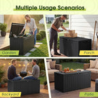 Devoko 100 Gallon Outdoor Storage Box, Waterproof Resin Deck Box for Patio Furniture, Lockable Container for Garden Cushions & Pool Supplies (Black, 100 Gallon) - Image 5