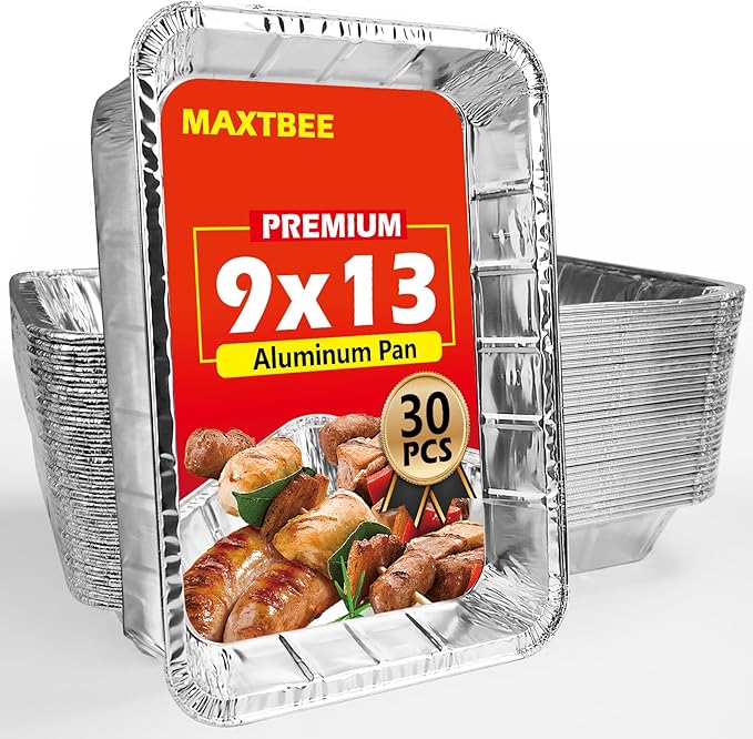 Aluminum Pans Foil Pans, 30 Pack 9x13 Disposable Aluminum Trays Half Size Heavy by Unknown