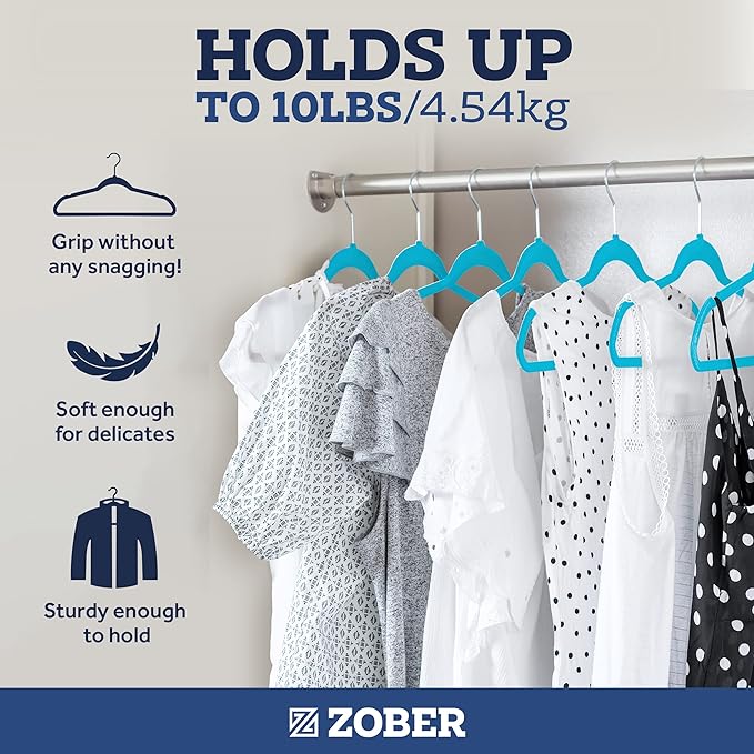 ZOBER Turquoise Velvet Hangers 50 Pack - Image 4
