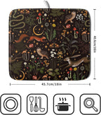 Black Mushrooms Butterfly Dish Drying Pad 16 x 18 Inch - Image 2