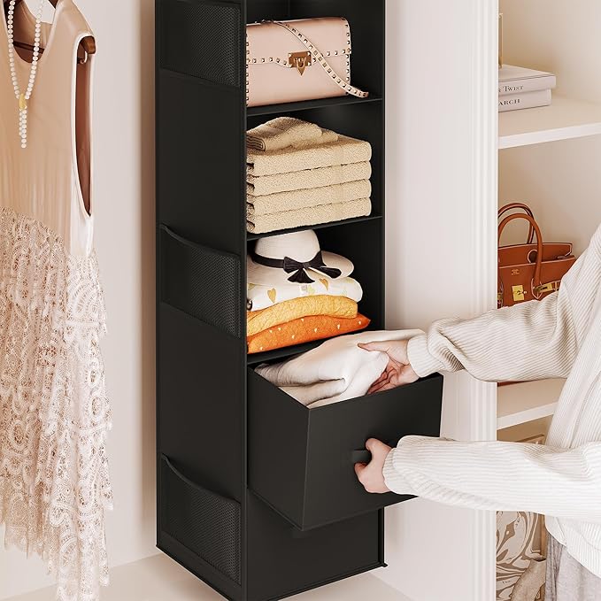 YOUDENOVA Hanging Closet Organizer, 5 Tier Hanging Closet Shelves - Image 5