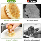 SUBEKYU Bamboo Dish Brush, Kitchen Dish Scrubber Brush, Natural Wooden - Image 4