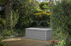 Keter Westwood 150 Gallon Resin Large Outdoor Storage Box for Patio Furniture, Outdoor Cushions, Garden Tools and Pool Floats, Light Grey - Image 3