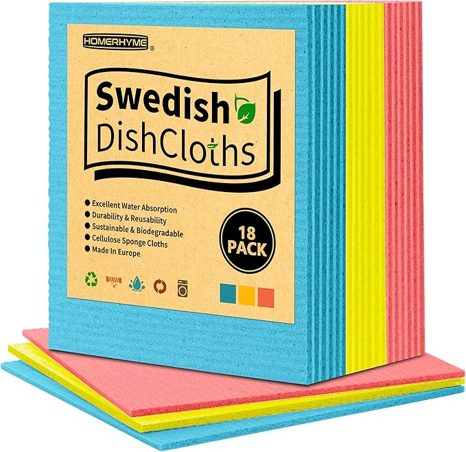 HOMERHYME Swedish Dishcloths, 18 Pack Kitchen Towels Dish Rags, Absorbent by HOMERHYME