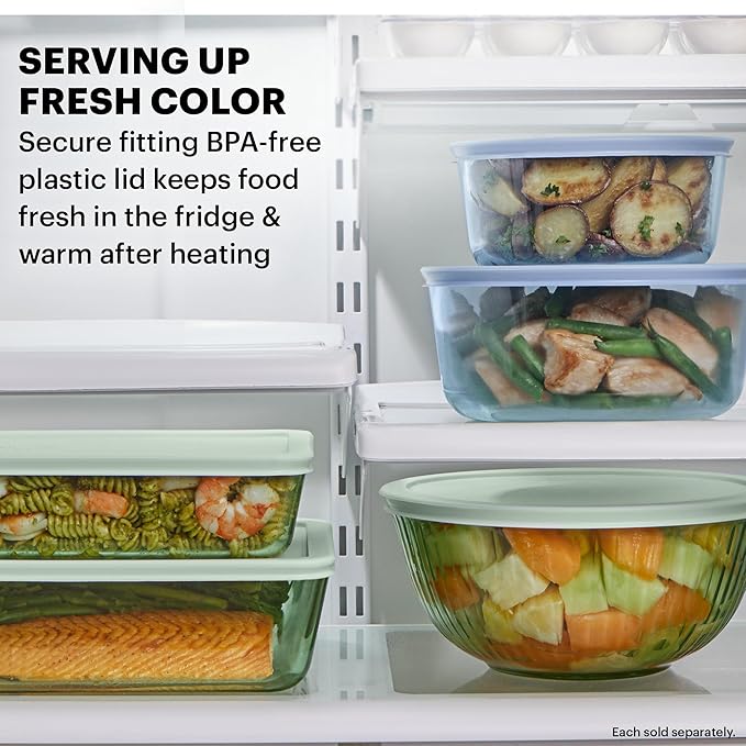 Pyrex Colors Tinted Small/Medium/Large Food Storage Container Set, Snug Fit - Image 4
