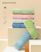 Cleanbear Pure Cotton Wash Cloths Face Cloths, 6 Colors per Set, 13 x 13 Inches - Image 2