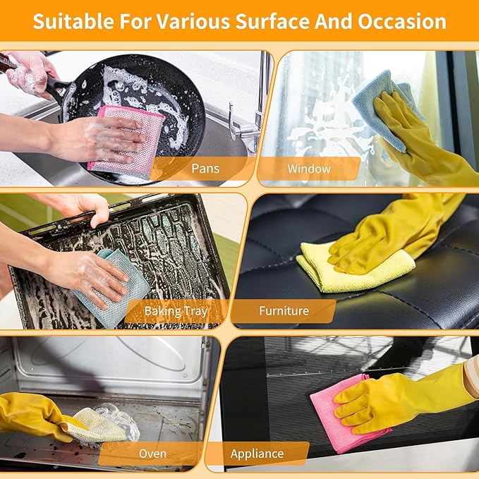 2 in 1 Microfiber Cleaning Cloth Kitchen Towels, Non Scratch Wire Dishcloth - Image 6