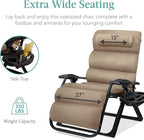 Best Choice Products Oversized Zero Gravity Chair, Folding Outdoor Patio Recliner, XL Anti Gravity Lounger w/Removable Cushion, Cup Holder, Side Tray, 350lb Capacity - Wheat - Image 6
