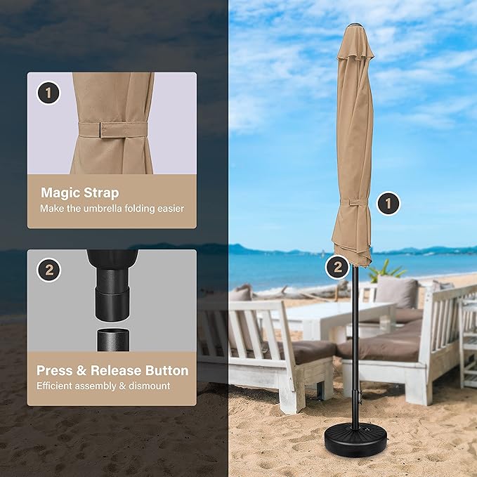 Simple Deluxe 9' Patio Umbrella Outdoor Table Market Yard Umbrella with Push Button Tilt/Crank - Image 3