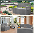 Flamaker 80 Gallon Storage Bench Outdoor Indoor, Durable All-Weather Seating with Hidden Storage, Lockable Deck Box for Garden, Patio, Poolside (Grey) - Image 4
