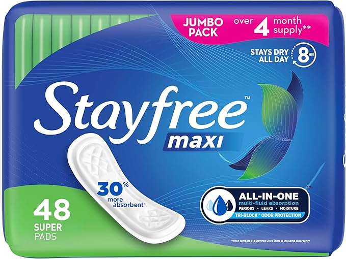 Stayfree Maxi Super Long Wingless Reliable Protection and Absorbency Pads by Stayfree