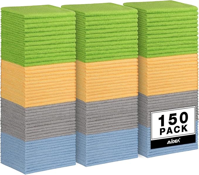 AIDEA Microfiber Cleaning Cloth 150 Pack, Microfiber Towels by AIDEAHOME