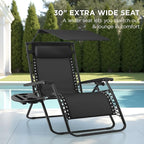 Best Choice Products 30” Wide Folding Zero Gravity Outdoor Recliner Patio Lounge Chair w/Adjustable Canopy Shade, Headrest, Side Accessory Tray - Black - Image 3
