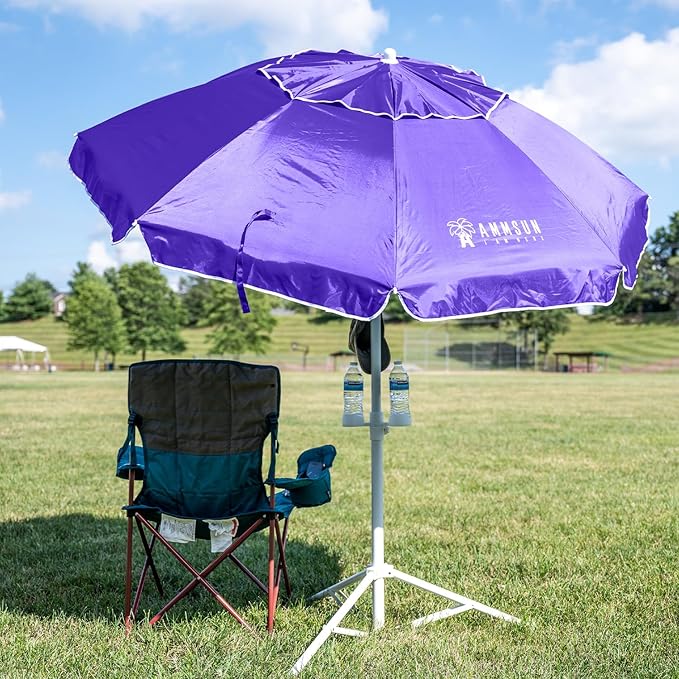 AMMSUN Shade Umbrella, Premium Portable Umbrella with Stand, 6.5ft Lightweight Free Standing Canopy for Sporting Games, Adjustable Instant Sun Protection and Easy to Carry, Purple - Image 4