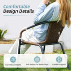 Amopatio Outdoor Dining Chairs Set of 4, Stackable Patio Chairs, Rattan Wicker Patio Dining Chairs Set of 4, Bistro, Deck, Yard, Porch, Brown - Image 4
