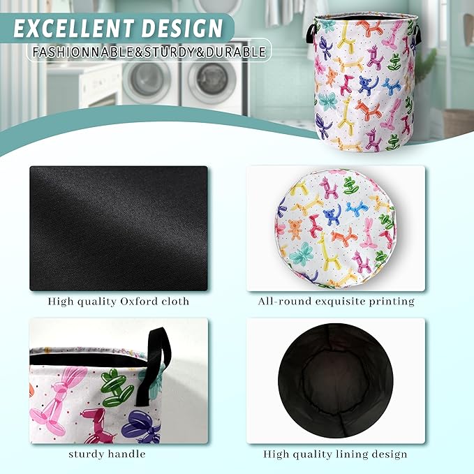 Colorful Dogs Pattern Laundry Basket Foldable - Image 4