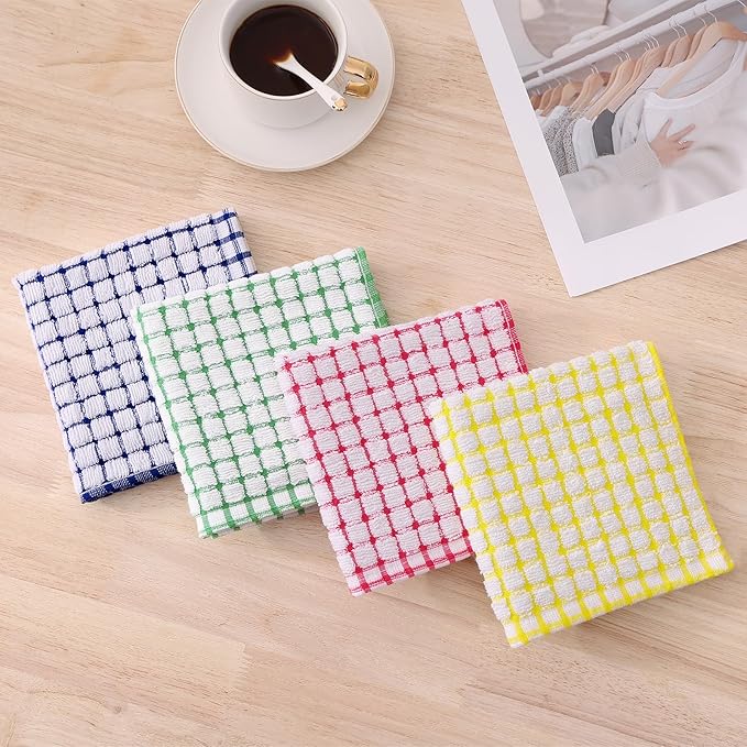 Kitinjoy Cotton 24 Pack Terry Kitchen Dish Cloths, 12 x 12 Inches Super Soft - Image 6