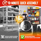 Set of 3 Garage Shelving-2050 lbs 5 Tier Storage Shelves,Adjustable Heavy Duty Metal Shelving Unit and Storage Large Rack,Utility Steel Shelf For Warehouse Industrial Pantry Basement 78"x46"x20" - Image 6
