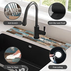 2PCS 24" X 5.5" Kitchen Sink Splash Guard Faucet Mat Wood Grain Super Absorbent - Image 6