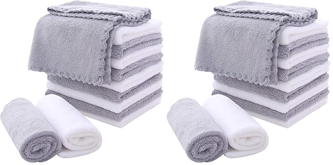 MOONQUEEN Microfiber Facial Cloths Fast Drying Washcloth 24 Pack by MOONQUEEN