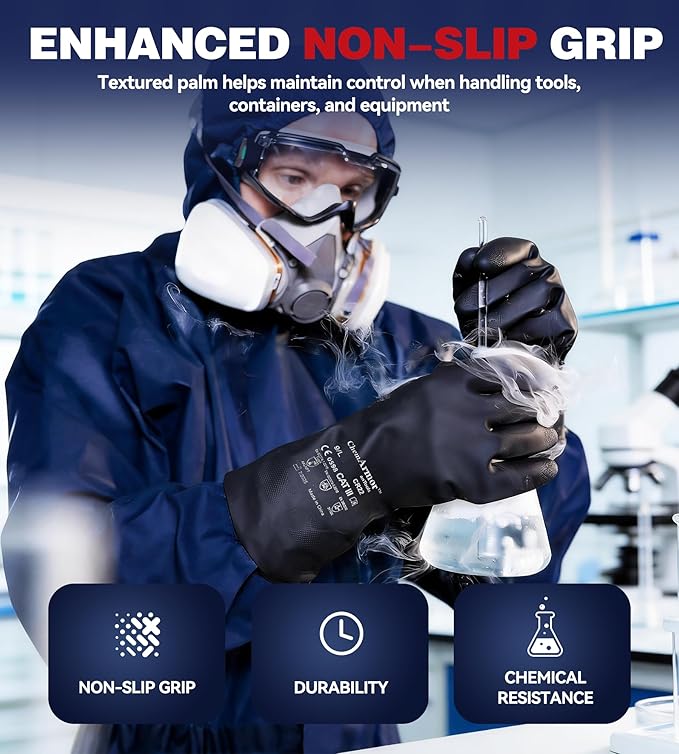 Heavy Duty Rubber Safety Work Gloves, Chemical Resistant Latex Gloves - Image 4