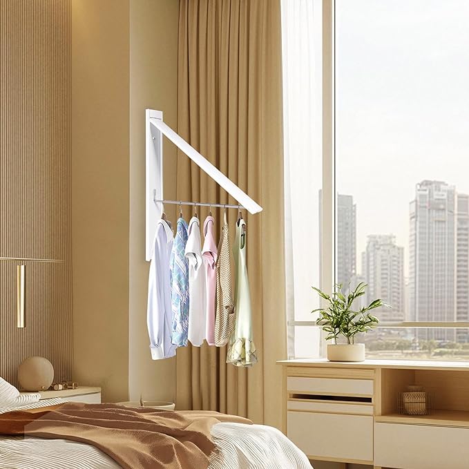 Retractable Clothes Drying Rack，Space Saver Wall Mounted Folding Hanger - Image 4