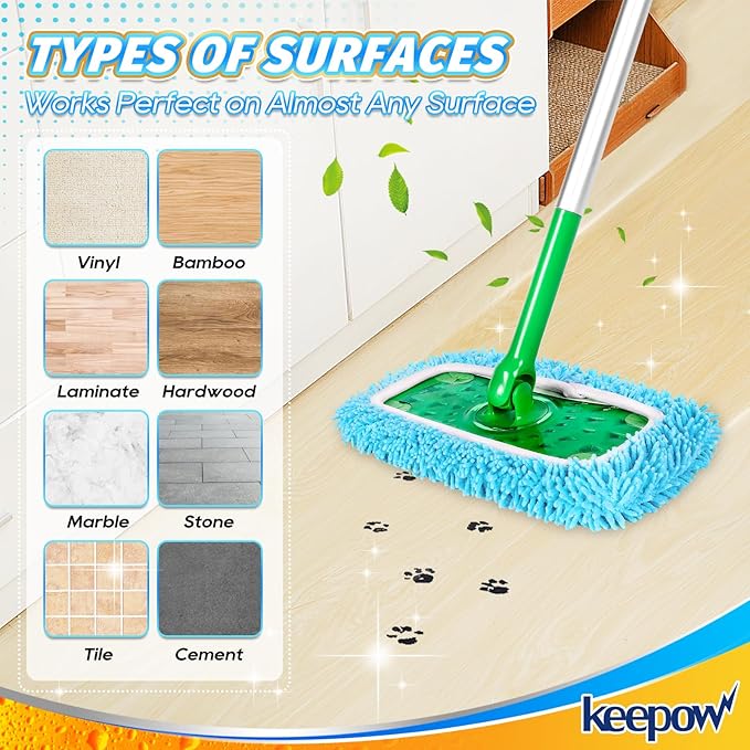 KEEPOW Reusable Dry Sweeping Cloths Microfiber Wet Pads Compatible - Image 9