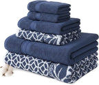 Modern Threads Trefoil Filigree 6-Piece 100% Cotton Towel Set – Reversible Yarn by ModernThreads