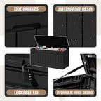 JUMMICO 78 Gallon Outdoor Deck Box Large Resin Storage Box for Patio Furniture Cushions and Garden Tools (Black) - Image 2