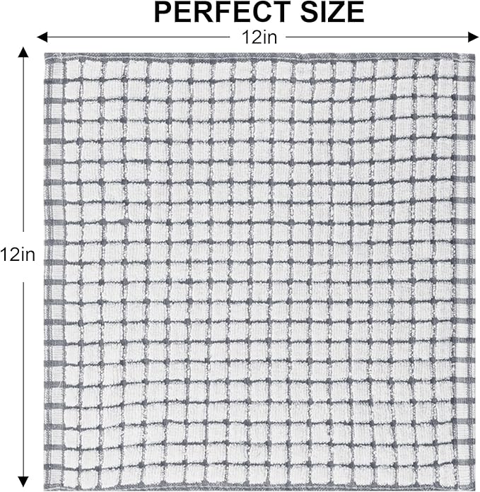 Kitinjoy Cotton 24 Pack Terry Kitchen Dish Cloths, 12 x 12 Inches Super Soft - Image 6