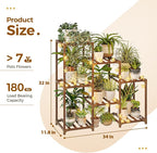 Bamworld Plant Stand Indoor with Flower Fairy Lights Battery Plant Shelf Wood Plant Rack for Multiple Plants 3 Tiers Ladder Plant Holder for 7 Pots for Living Room Home Decor for Gardening Gifts - Image 5
