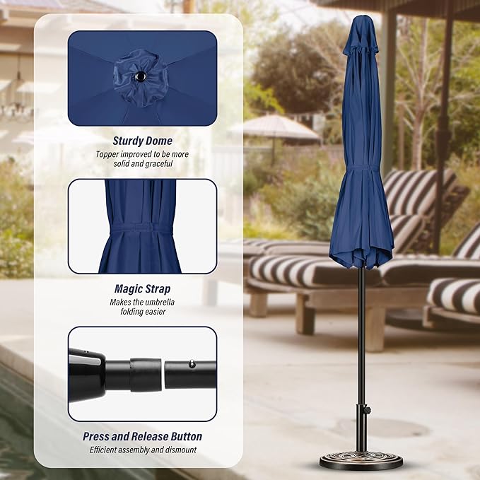 Simple Deluxe 9' Patio Umbrella Outdoor Table Market Yard Umbrella with Push Button Tilt/Crank - Image 3