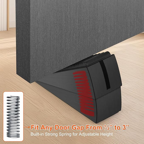 2 Pack Black Adjustable Large Door Stoppers, Heavy Duty Door Stoppers - Image 2