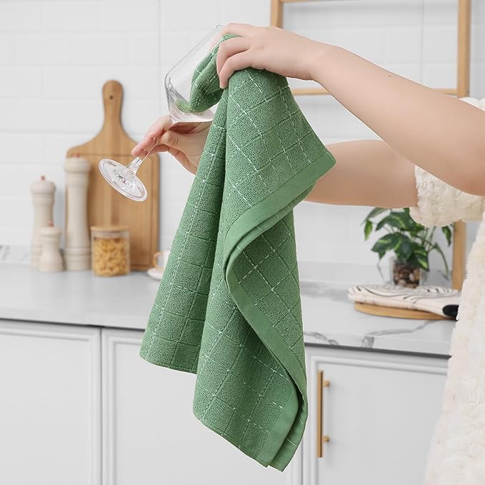 Homaxy 100% Cotton Terry Kitchen Towels, Checkered Designed, Soft and Super - Image 4